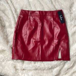 Lulus red pleather slit mini skirt